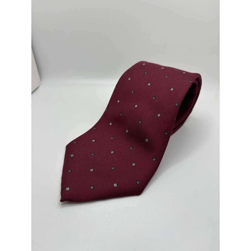 Christian Dior Vintage 100% Silk Tie Red Geometric All Over Print
